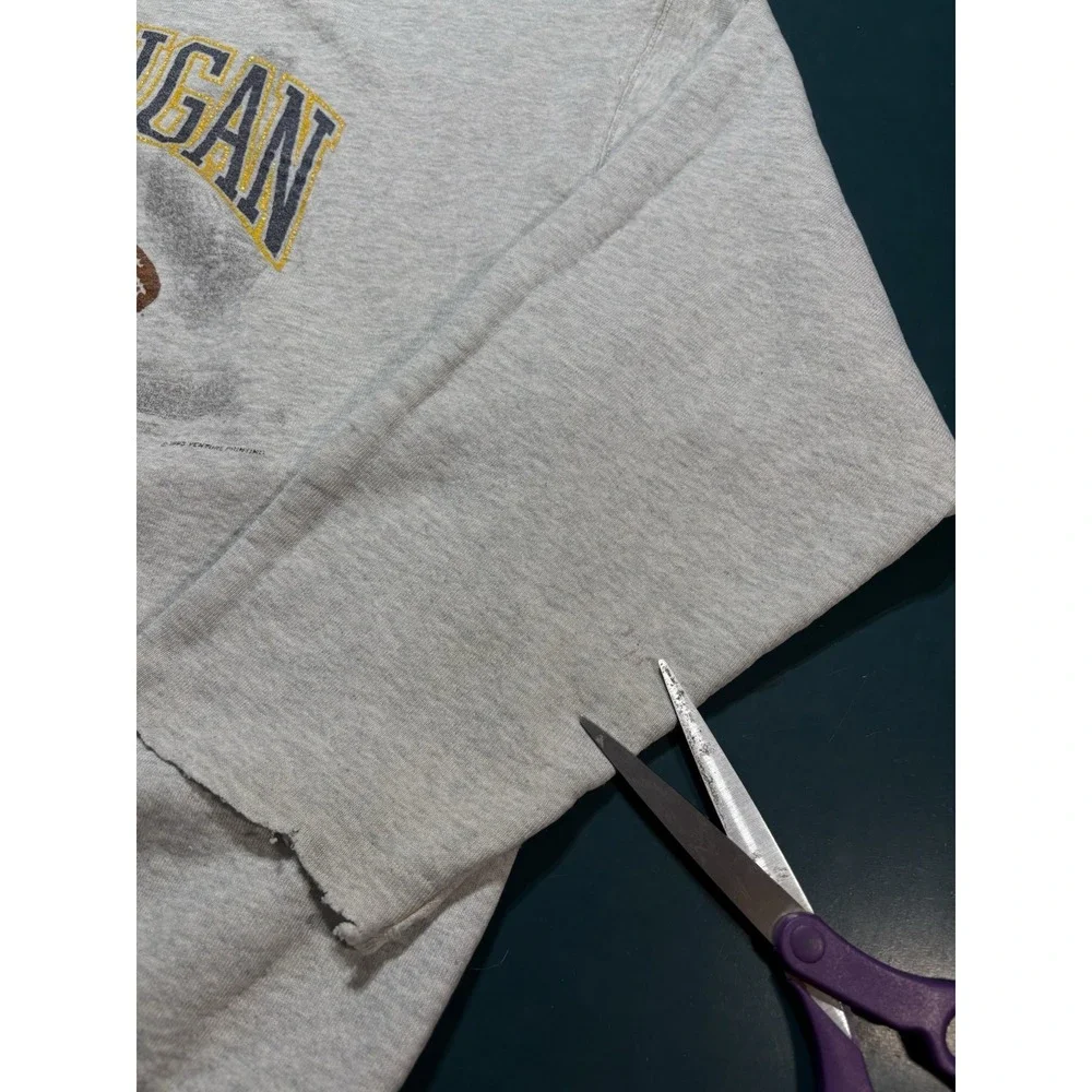 Vintage Michigan Wolverines Football Crewneck Sweatshirt Mens Large Gray 90s USA - Picture 9 of 16